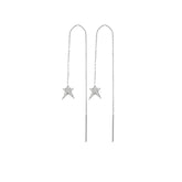 Star Starburst Sterling Silver Chain Drop Earrings