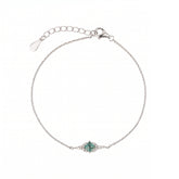 Sterling Silver Green Princess Halo Bracelet