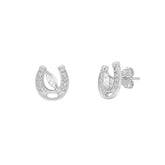 Sterling Silver Marquise Horseshoe Stud Earring
