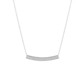 Sterling Silver Concave Bar Necklace - White