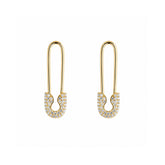 Pave Safety Pin Earrings Jewelled Sterling Silver
