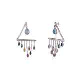 Colourful Rainbow Rain Drop Earrings in Sterling Silver