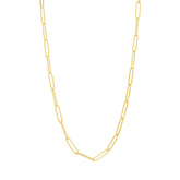 Gold chain necklace on a white background
