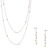 Dorica Sterling Silver Multi Bead Drop Earrings And Double Layer Necklace Set