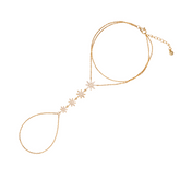 Stars Of Universe Sterling Silver Gold Plated Hand Chain Ring