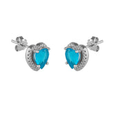 Heart Of Ocean Blue Sterling Silver Stud Earrings