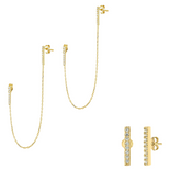 Chained Bar Chain and Bar Earring Set in Sterling Silver - Pair