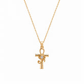Sterling Silver Egyptian Ankh and White Eye Necklace