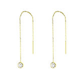 Sterling Silver Chain Solitaire Earrings