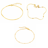 Sterling Silver Beaded Satellite Bracelet Layering Set