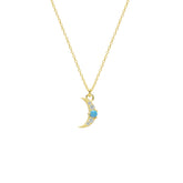 Crescent New Moon Opal Sterling Silver Necklace