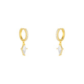 Sterling Silver Triangle Pave Spike Hoop Earrings