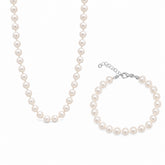 Large Natural Freshwater Real Pearl Strand Necklace and Bracelet Set