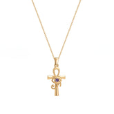 Sterling Silver Egyptian Ankh and Purple Eye Necklace