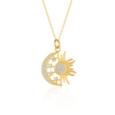 Sterling Silver Sun and Moon Necklace Pendant