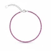 Fine Sterling Silver CZ Ruby Tennis Bracelet