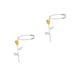 Safety Pin Gold Color Rose Sterling Silver Earrings