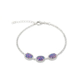 Sterling Silver Purple Opal Halo Bracelet