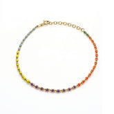 Sterling Silver Enamel Mine Beaded Colourful Rainbow Bracelet