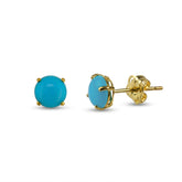 9Ct Solid Gold Natural Turquoise Stud Earrings