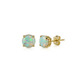 9Ct Solid Gold White Natural Opal Stud Earrings