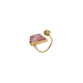 Natural Double Rhombus Tourmaline Sterling Silver Gold Plated Ring