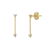 Fine Double Diamond Drop Earrings 14ct Solid Gold