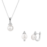 Sterling Silver Grape Pearl Necklace and Earring Set