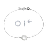 Circle Bracelet and Stud Set in Sterling Silver