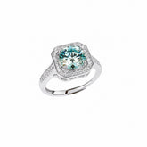 Sterling Silver Square Halo Moissanite Ring