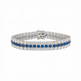 Blue Tripple Row Sterling Silver Tennis Bracelet