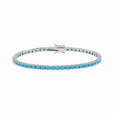 Large Turquoise Sterling Silver Tennis Bracelet
