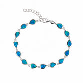 Pacific Blue Teardrop Opal Sterling Silver Bracelet