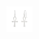 Sterling Silver Egyptian Ankh Drop Earrings