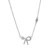 Sterling Silver Bow Tie Stud Necklace