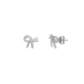 Sterling Silver Bow Tie Stud Earrings