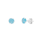 Sterling Silver Glittering Blue Stud Earring