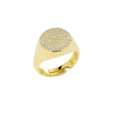 Sterling Silver Round Pave Signet Ring