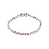 Sterling Silver Large Multicolour Bezel Tennis Bracelet
