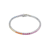 Sterling Silver Large Rainbow Tennis Bracelet