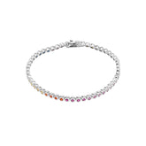 Sterling Silver Multicolour Bezel Tennis Bracelet