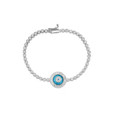 Round Bezel Evil Eye Sterling Silver Tennis Bracelet