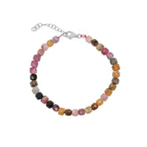 Fine Large Multicolor Tourmaline Sterling Silver Bracelet