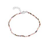 Fine Multicolor Tourmaline Sterling Silver Bracelet
