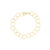 Textured Circle Hoops Sterling Silver Chain Bracelet