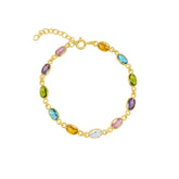 Multicolour Oval Gem Sterling Silver Bracelet