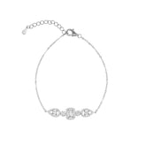 Elegant Sterling Silver Bracelet with Emerald-Cut & Teardrop Gemstones