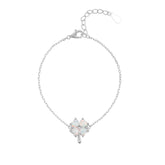 White Opal Clover Sterling Silver Bracelet