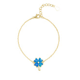 Blue Opal Clover Sterling Silver Bracelet
