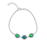Sterling Silver Green Opal Halo Bracelet